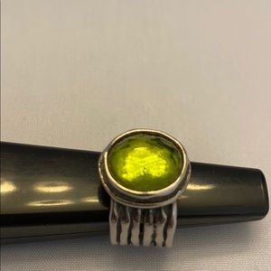 Peridot and silver ring